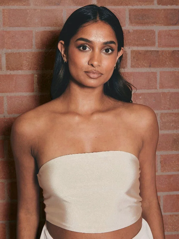 Weekend Markdowns Galore Bridesmaids Jersey Bandeau Top / Champagne