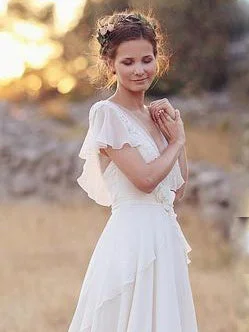 Weekend Wonders Cheap Wedding Dresses A-line Ivory Floor-length Chiffon Bridal Gown JKW075 Weekend Wonders Cheap Wedding Dresses A-line Ivory Floor-length Chiffon Bridal Gown JKW075