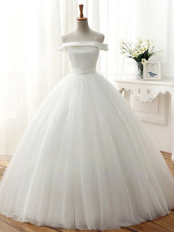Price Slash Event Cheap Wedding Dresses Simple Ball Gown Off-the-shoulder Tulle Bridal Gown JKW081 Price Slash Event Cheap Wedding Dresses Simple Ball Gown Off-the-shoulder Tulle Bridal Gown JKW081