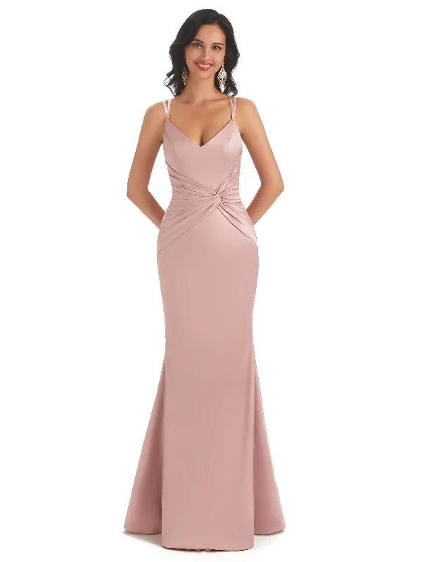 Weekend Bargain Shopping Elegant Spaghetti Straps Soft Satin Mermaid Floor-length Long Bridesmaid Dresses Weekend Bargain Shopping Elegant Spaghetti Straps Soft Satin Mermaid Floor-length Long Bridesmaid Dresses