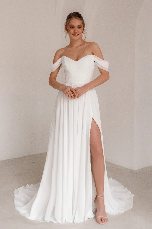Shop More, Save More Chiffon Wedding Dress Marit With High Leg Slit
