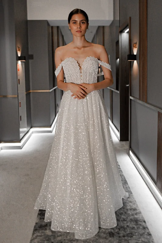 Weekend Clearance Event Shiny A-line Wedding Dress Coral