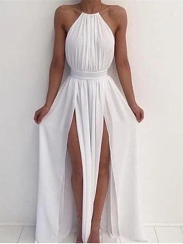 Offer Ending Soon Custom Made A Line High Neck White Backless Prom Dresses, White Backless Formal Dresses, Bridesmaid Dresses Offer Ending Soon Custom Made A Line High Neck White Backless Prom Dresses, White Backless Formal Dresses, Bridesmaid Dresses