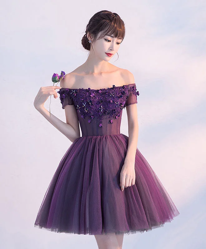 Weekend Exclusive Discounts Cute A Line Purple Off Shoulder Short Prom Dress,Homecoming Dress Weekend Exclusive Discounts Cute A Line Purple Off Shoulder Short Prom Dress,Homecoming Dress