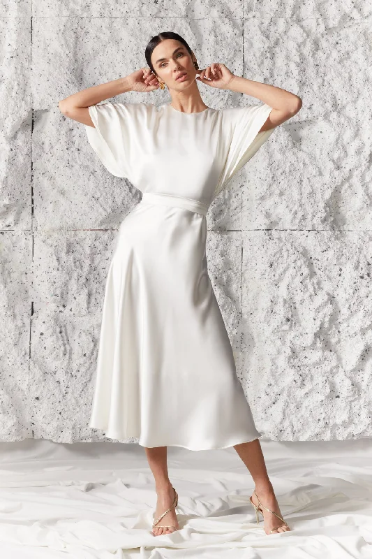 Flash Price Drops DAHLIA midi wedding dress with butterfly sleeves
