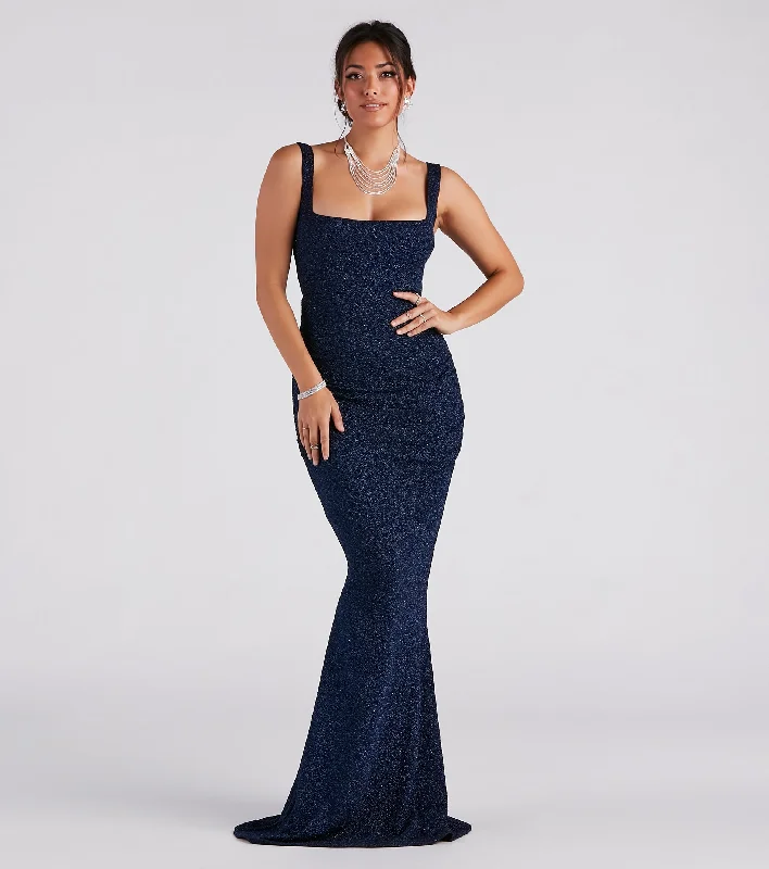Flash Shopping Deal Daniella Formal Glitter Open Back Mermaid Dress