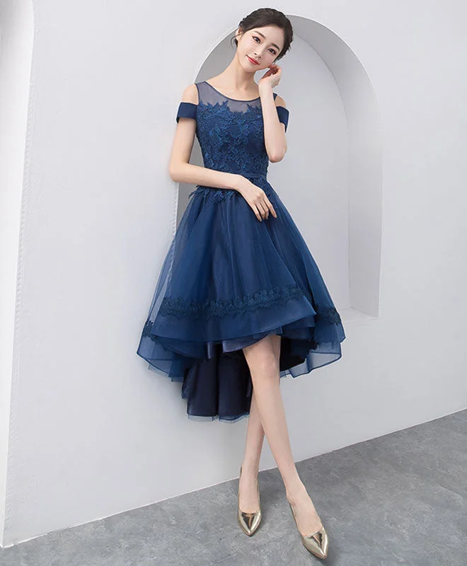 Weekend Specials Galore Dark Blue Lace Tulle Short Prom Dress, Homecoming Dress