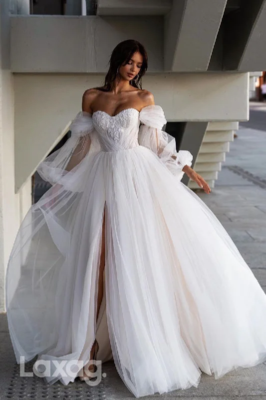 Limited-Time Flash Deal 12551 - Luxurious Sheer Sweetheart Button Split Wedding Dress Limited-Time Flash Deal 12551 - Luxurious Sheer Sweetheart Button Split Wedding Dress