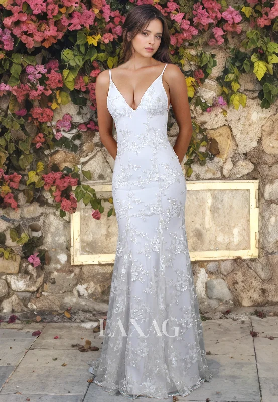 Weekend Savings Mania Spghetti Straps V-Neck Backless Sequins Sleek Satin Mermaid Wedding Dress with Train Weekend Savings Mania Spghetti Straps V-Neck Backless Sequins Sleek Satin Mermaid Wedding Dress with Train
