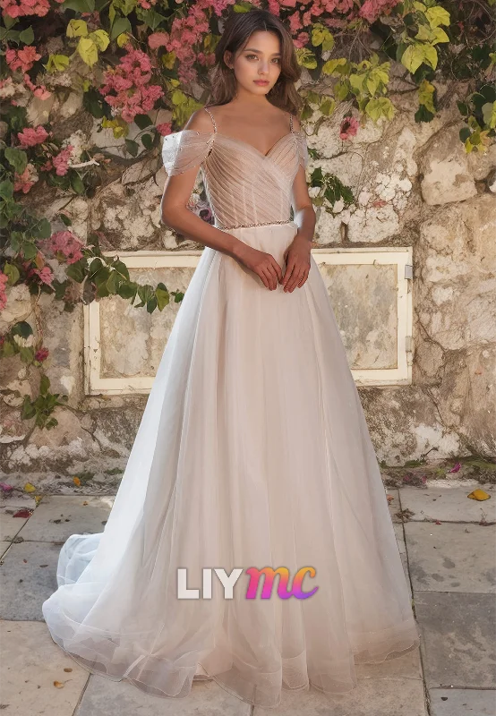 Weekend Best Buys V-Neck Sleeveless Tulle Ball Gown Wedding Dress