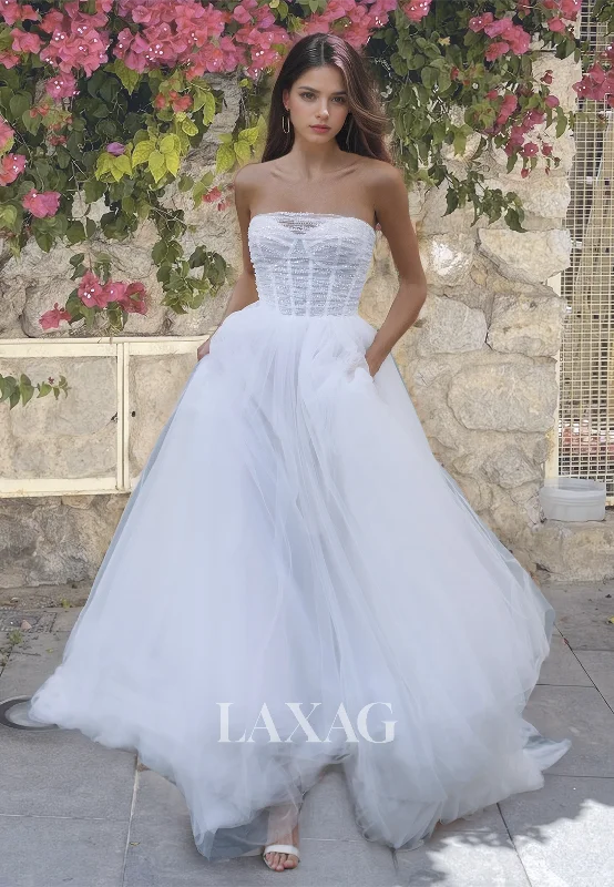 Weekend Markdowns Galore Sweetheart Sleeveless Beaded A-Line Bridal Dress Off-Shoulder Pleated Tulle Wedding Dress with Train Weekend Markdowns Galore Sweetheart Sleeveless Beaded A-Line Bridal Dress Off-Shoulder Pleated Tulle Wedding Dress with Train