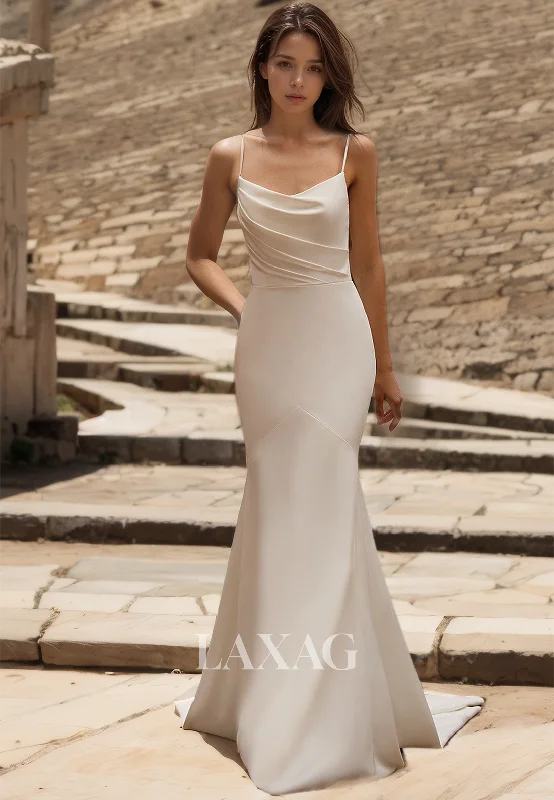 Shop Now and Save Tube Top Sleeveless Mermaid Wedding Dress Spaghetti Straps Pleated Satin Bride Dress with Train Shop Now and Save Tube Top Sleeveless Mermaid Wedding Dress Spaghetti Straps Pleated Satin Bride Dress with Train