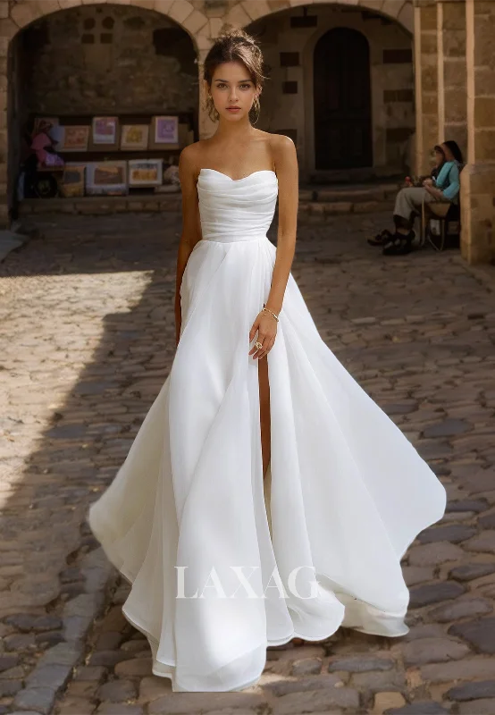 Shop & Save Instantly A-Line Sweetheart Off-Shoulder Chiffon Wedding Dress Sleeveless Pleated Slit with Train Bride Gowns Shop & Save Instantly A-Line Sweetheart Off-Shoulder Chiffon Wedding Dress Sleeveless Pleated Slit with Train Bride Gowns