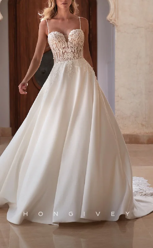 Weekend Special Offers H1442 - Sexy Satin A-Line Sweetheart Spaghetti Straps Empire Beaded Appliques With Train Wedding Dress Weekend Special Offers H1442 - Sexy Satin A-Line Sweetheart Spaghetti Straps Empire Beaded Appliques With Train Wedding Dress
