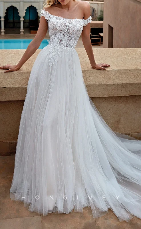Weekend Flash Sale H1443 - Sexy Tulle A-Line Off-Shoulder Empire Illusion Appliques With Tulle Train Beach Wedding Dress Weekend Flash Sale H1443 - Sexy Tulle A-Line Off-Shoulder Empire Illusion Appliques With Tulle Train Beach Wedding Dress