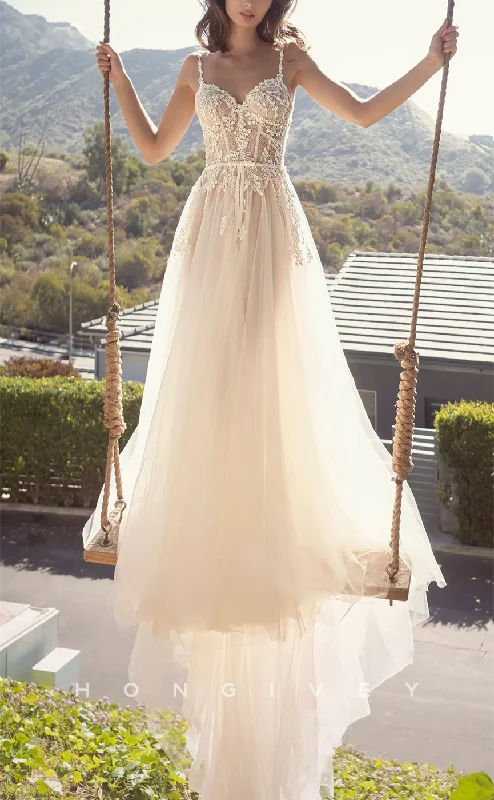Best Price Guarantee H1473 - Sexy Tulle A-Line Sweetheart Spaghetti Straps Empire Appliques With Train Wedding Dress Best Price Guarantee H1473 - Sexy Tulle A-Line Sweetheart Spaghetti Straps Empire Appliques With Train Wedding Dress