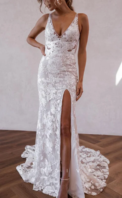 Exclusive Weekly Sale H1508 - Sexy Lace Fitted Glitter V-Neck Spaghetti Straps Empire Appliques With Train Wedding Dress Exclusive Weekly Sale H1508 - Sexy Lace Fitted Glitter V-Neck Spaghetti Straps Empire Appliques With Train Wedding Dress