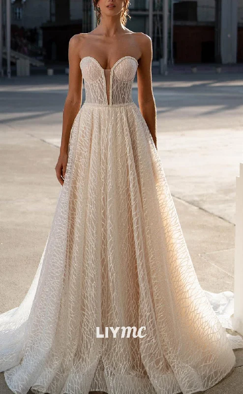 Weekend Only Sale LW839 - Semi-Sweetheart Sleeveless A-Line Beach Wedding Dress
