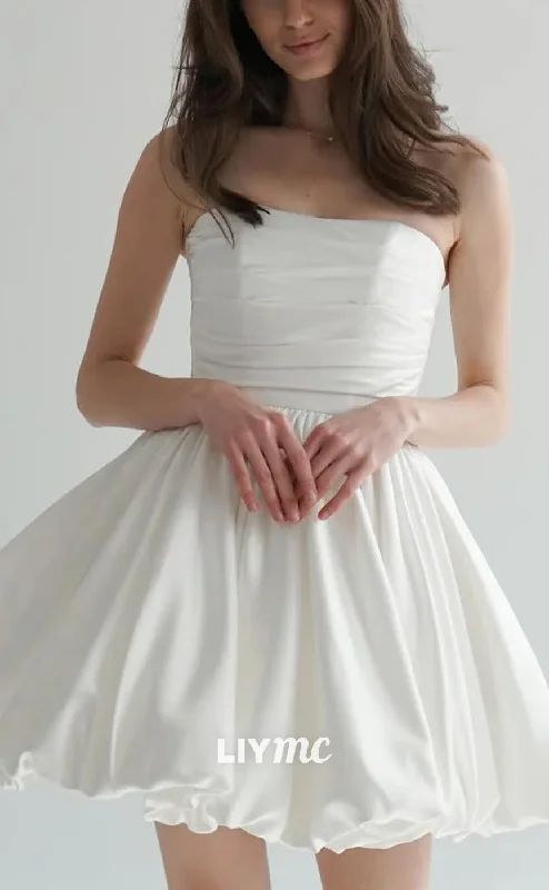 Weekend Only Steals LW941 - Straight Across Sleeveless Pleated A-Line Short Beach Wedding Dress