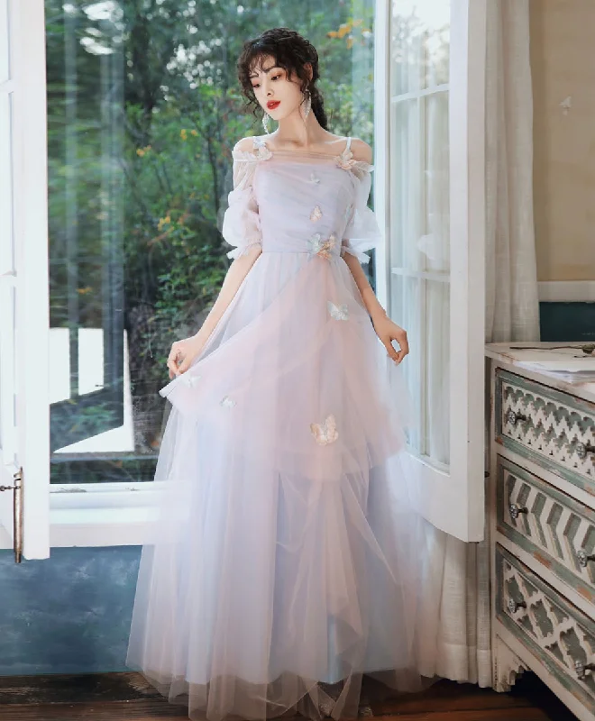 Unbeatable Offer Elegant Pink Blue Tulle Long Prom Dress Pink Blue Formal Dress