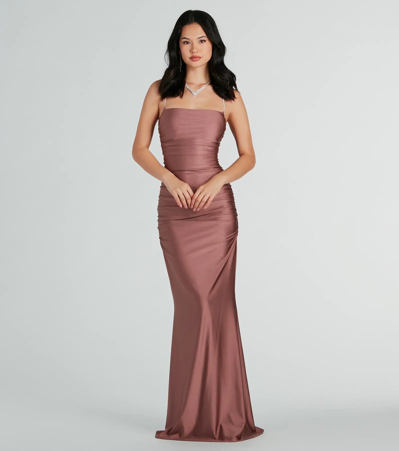 Eliena Formal Rhinestone Strap Mermaid Dress