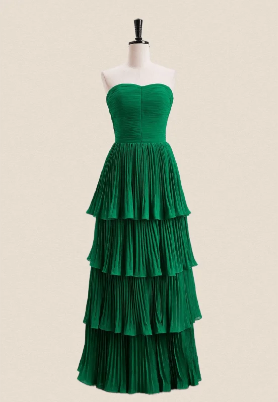 Weekend Price Breaks Emerald Green Chiffon Ruffles Long Party Dress