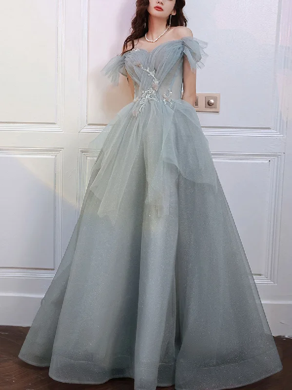 Limited-Time Deal Gray Blue Sweetheart Neck Tulle Long Prom Dress Gray Evening Dress Limited-Time Deal Gray Blue Sweetheart Neck Tulle Long Prom Dress Gray Evening Dress
