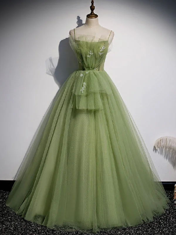 Price Slash Event Aline Tulle Green Long Prom Dresses, Green Formal Graduation Dress with Beading Price Slash Event Aline Tulle Green Long Prom Dresses, Green Formal Graduation Dress with Beading
