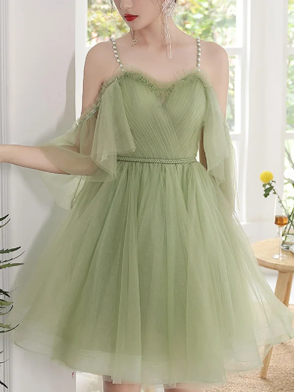 Unbeatable Prices Green Short Prom Dress, Green Puffy Tulle Homecoming Dresses