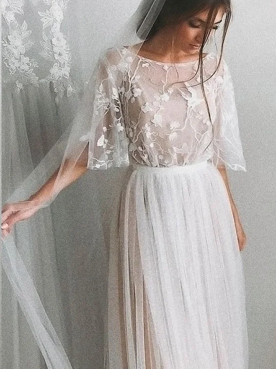 Sale Alert Half Sleeve Wedding Dresses A-line Short Train Elegant Simple Romantic Lace Bridal Gown JKW255 Sale Alert Half Sleeve Wedding Dresses A-line Short Train Elegant Simple Romantic Lace Bridal Gown JKW255