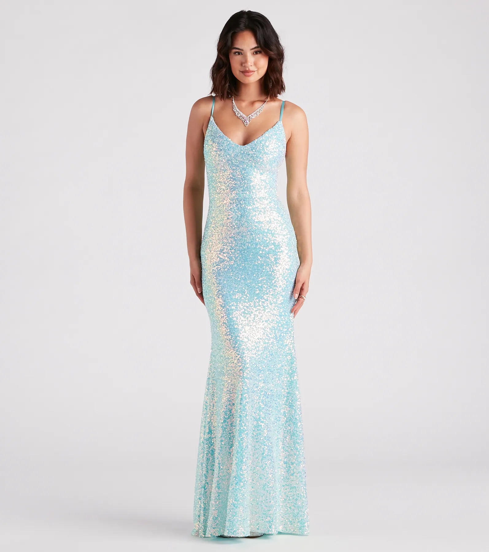 One-Stop Shop Sale Harmony Formal Iridescent Sequin Mermaid Dress