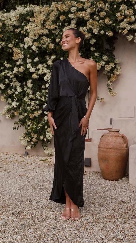 Weekend Bargain Blast Heidi One Shoulder Maxi Dress - Black