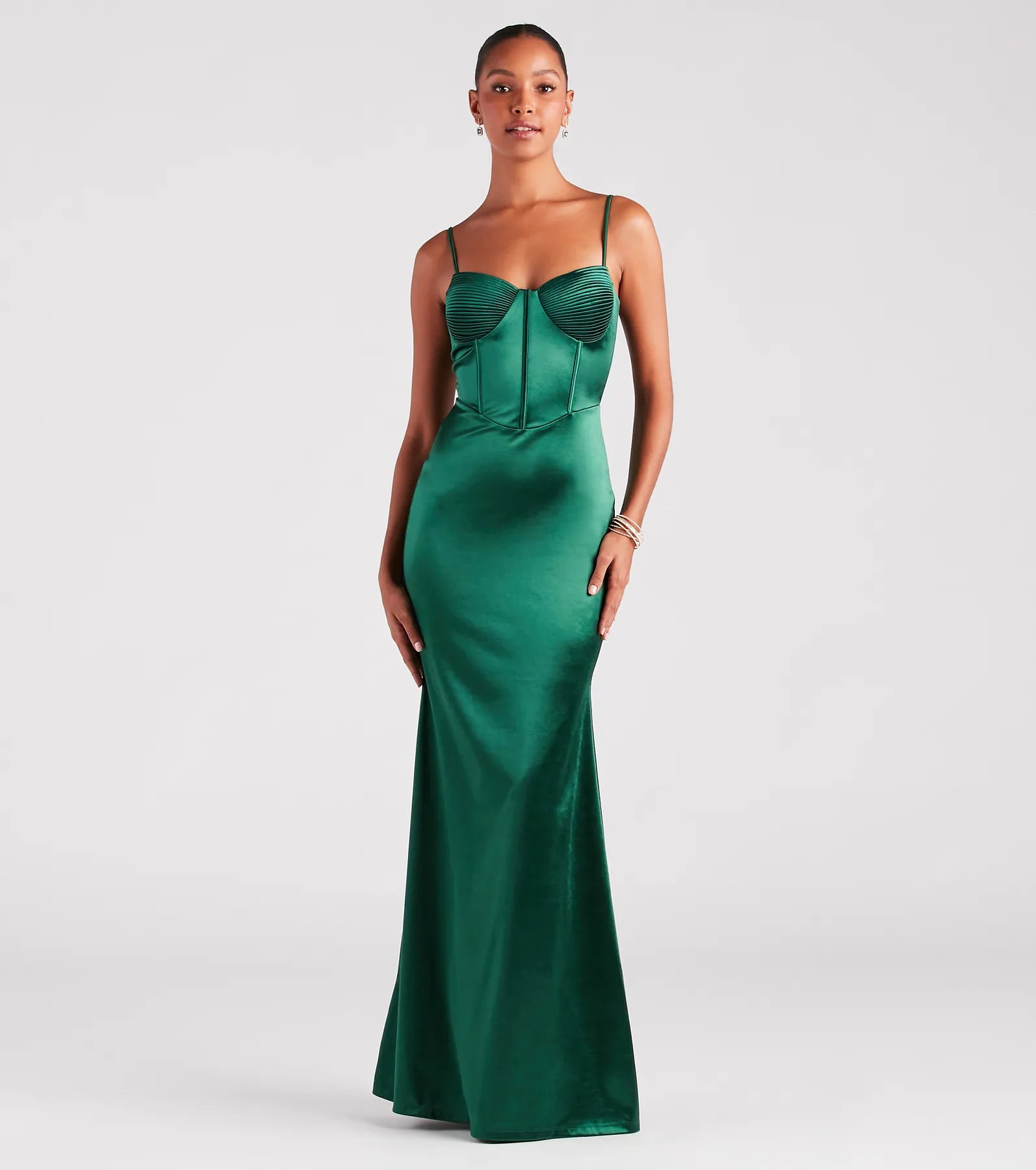 Weekend Bargain Deals Jaycee Formal Satin Corset Mermaid Dress
