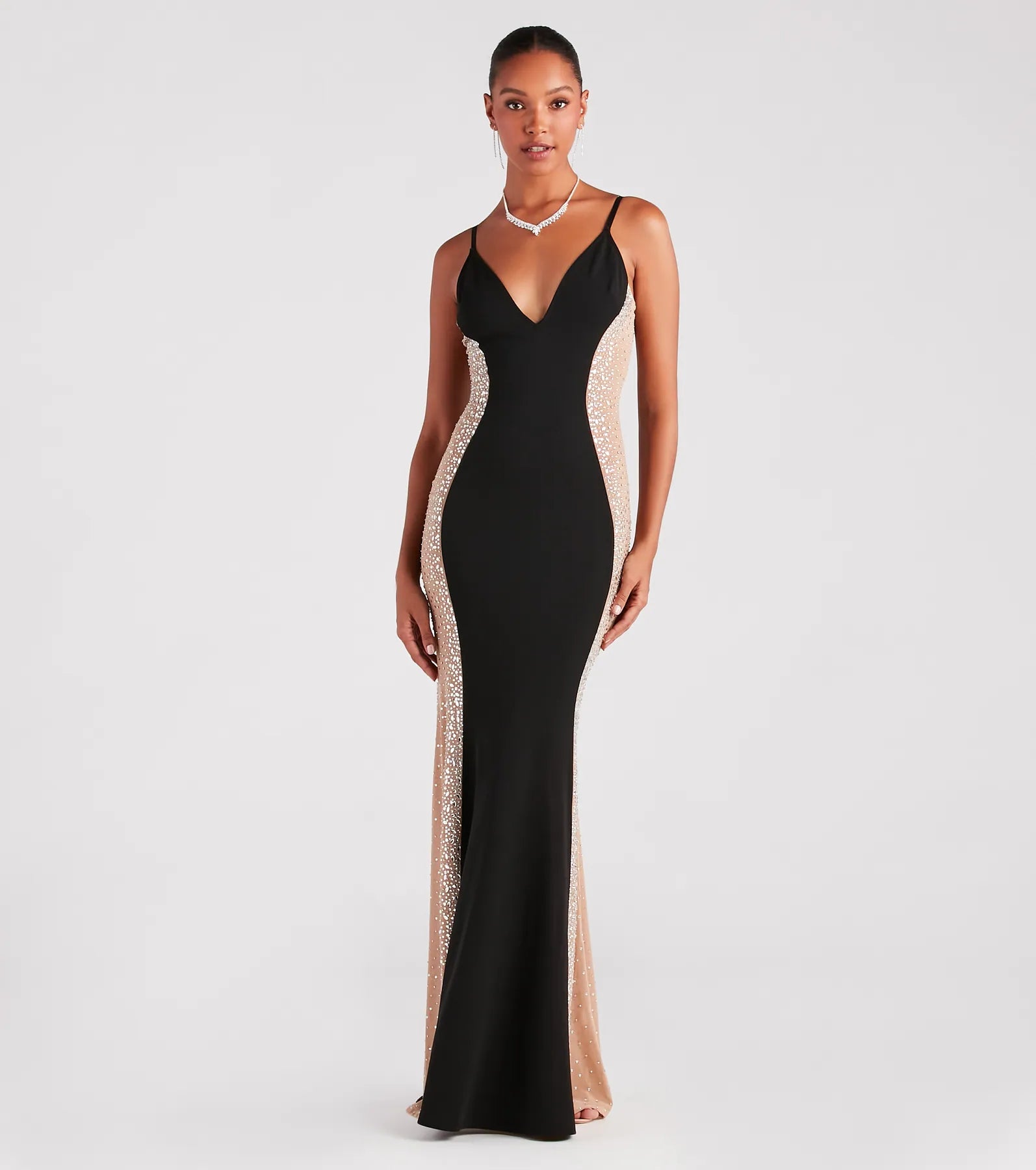 Weekend Big Savings Jemma Rhinestone Sheer Mesh Formal Mermaid Dress