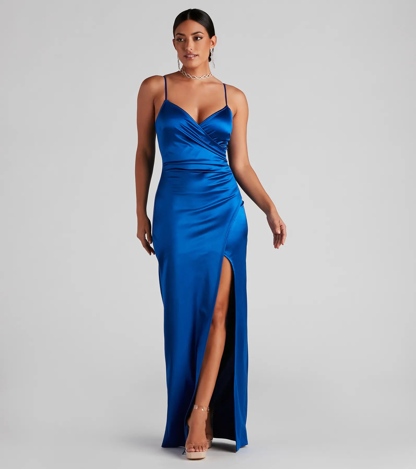 Deal Frenzy Jolina Wrap Skirt Satin Dress