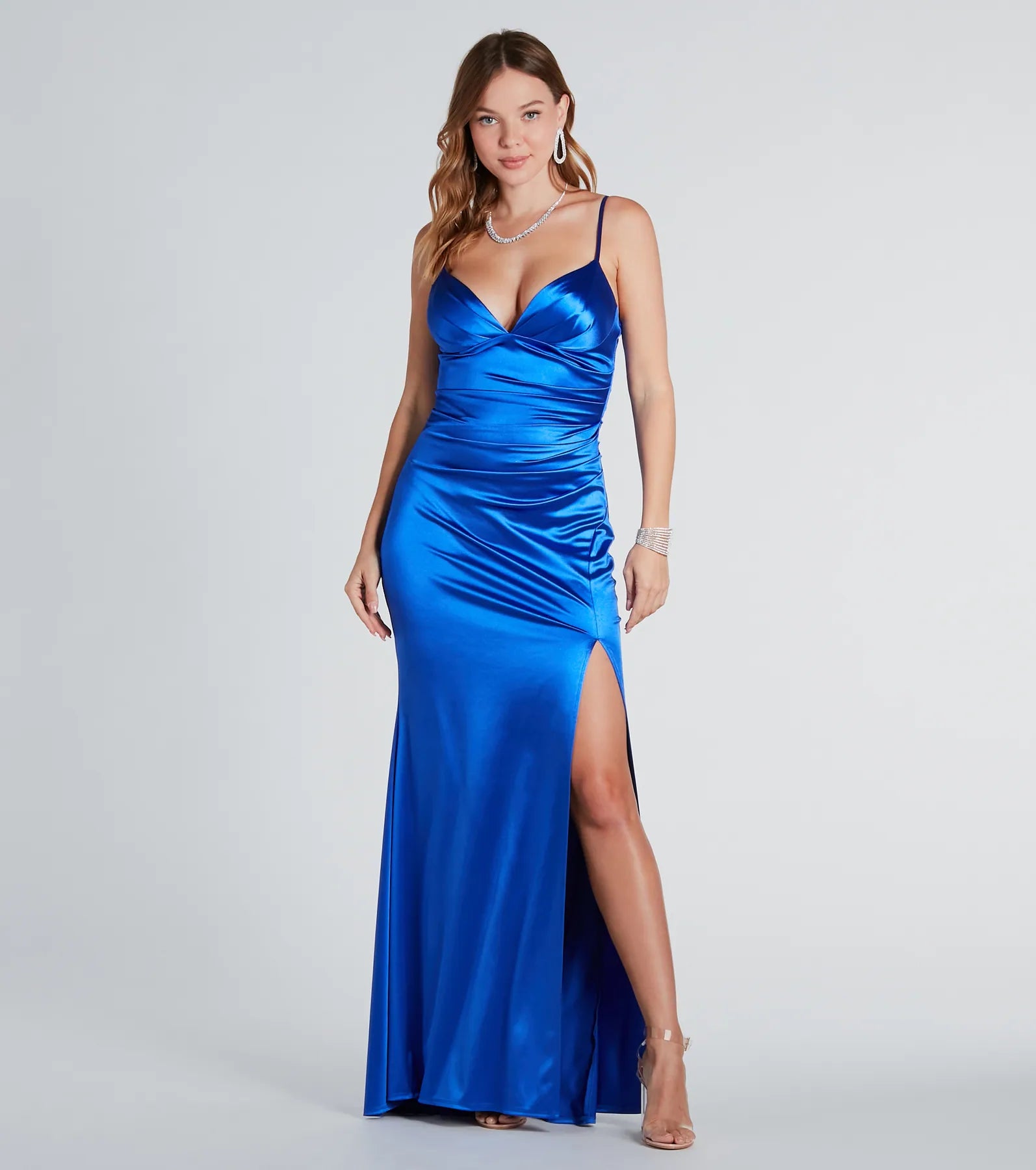 Jordyn Formal Satin Mermaid Dress With Train