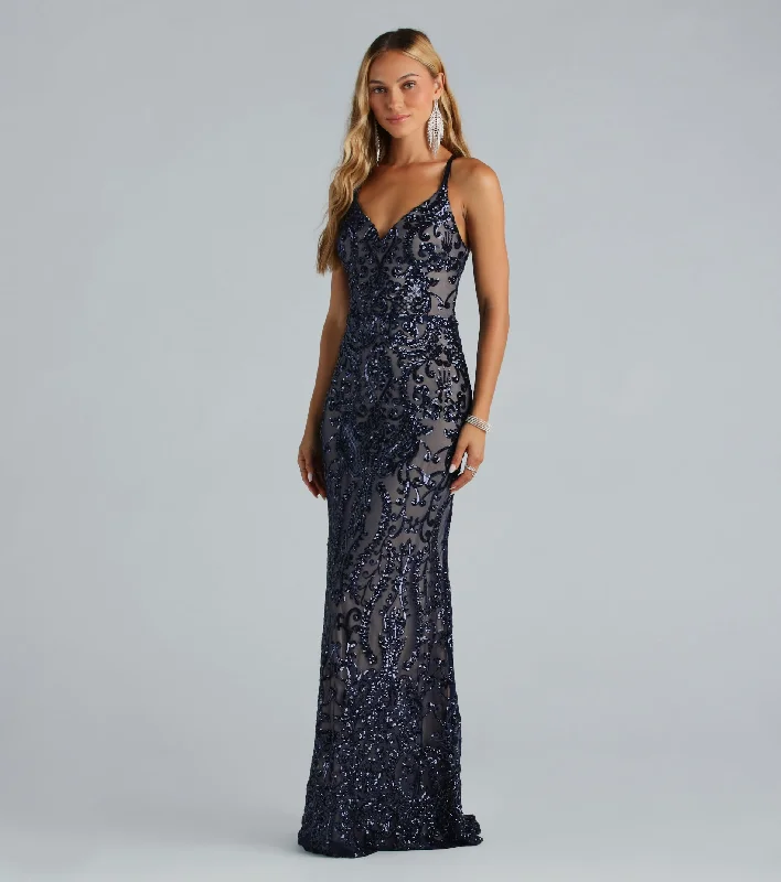 Shop & Save Big Karissa Formal Sequin Strappy Mermaid Dress