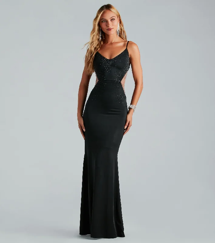 Big Bargain Bonanza Katalina Formal Rhinestone Mesh Mermaid Dress