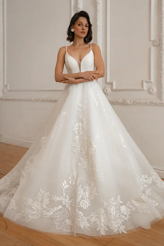 Weekend Price Slash Day Lace Tulle Wedding Dress Tolinka