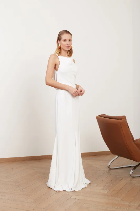 Today’s Special Discount LINEA white long wedding dress with cowl back