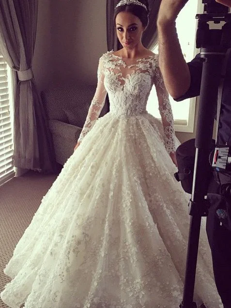 Weekend Mega Sale Event Long Sleeve Wedding Dresses Aline Bateau Beautiful Lace Ball Gown Big Bridal Gown JKW330 Weekend Mega Sale Event Long Sleeve Wedding Dresses Aline Bateau Beautiful Lace Ball Gown Big Bridal Gown JKW330