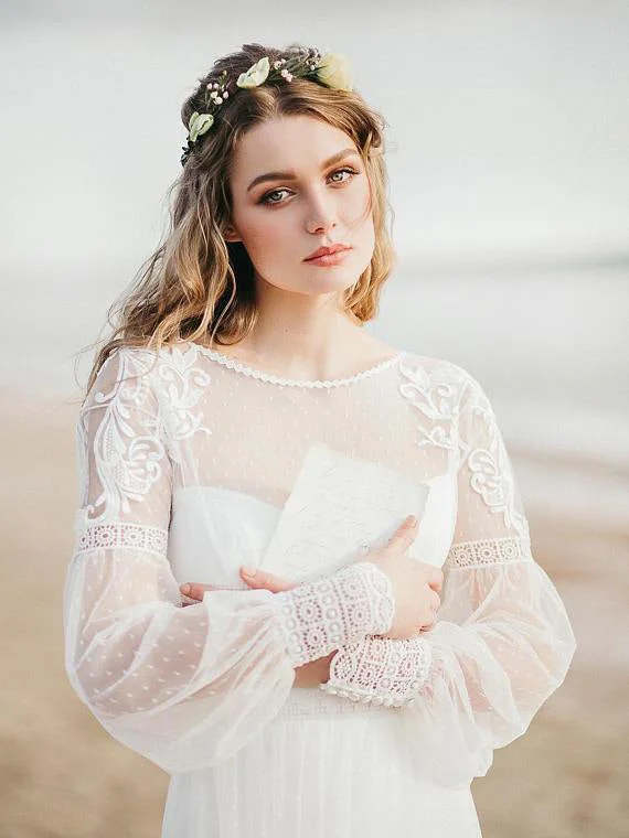 Weekend Offers You Love Long Sleeve Wedding Dresses Aline Romantic Beautiful Lace Beach Bridal Gown JKW337 Weekend Offers You Love Long Sleeve Wedding Dresses Aline Romantic Beautiful Lace Beach Bridal Gown JKW337