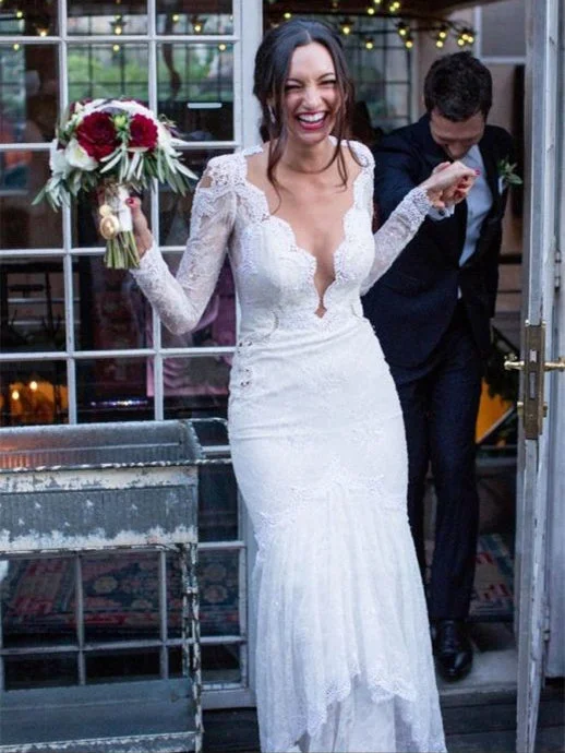 Weekend Savings Mania Long Sleeve Wedding Dresses Mermaid Floor-length Romantic Lace Bridal Gown JKW298 Weekend Savings Mania Long Sleeve Wedding Dresses Mermaid Floor-length Romantic Lace Bridal Gown JKW298