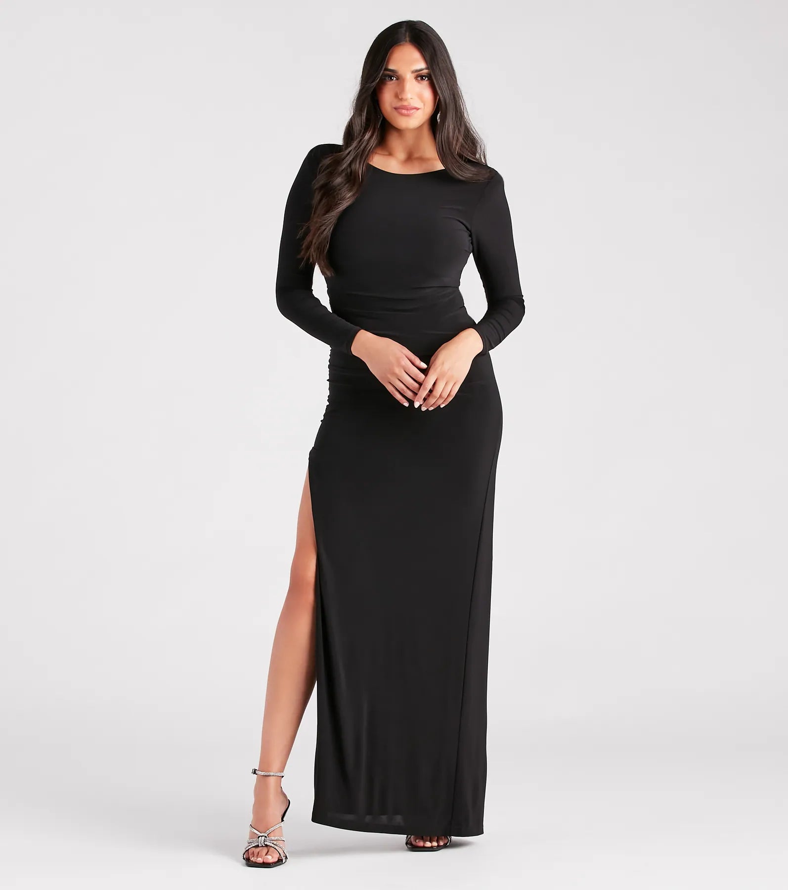 Instant Discount Maddox Formal Open Back Long Sleeve Dress