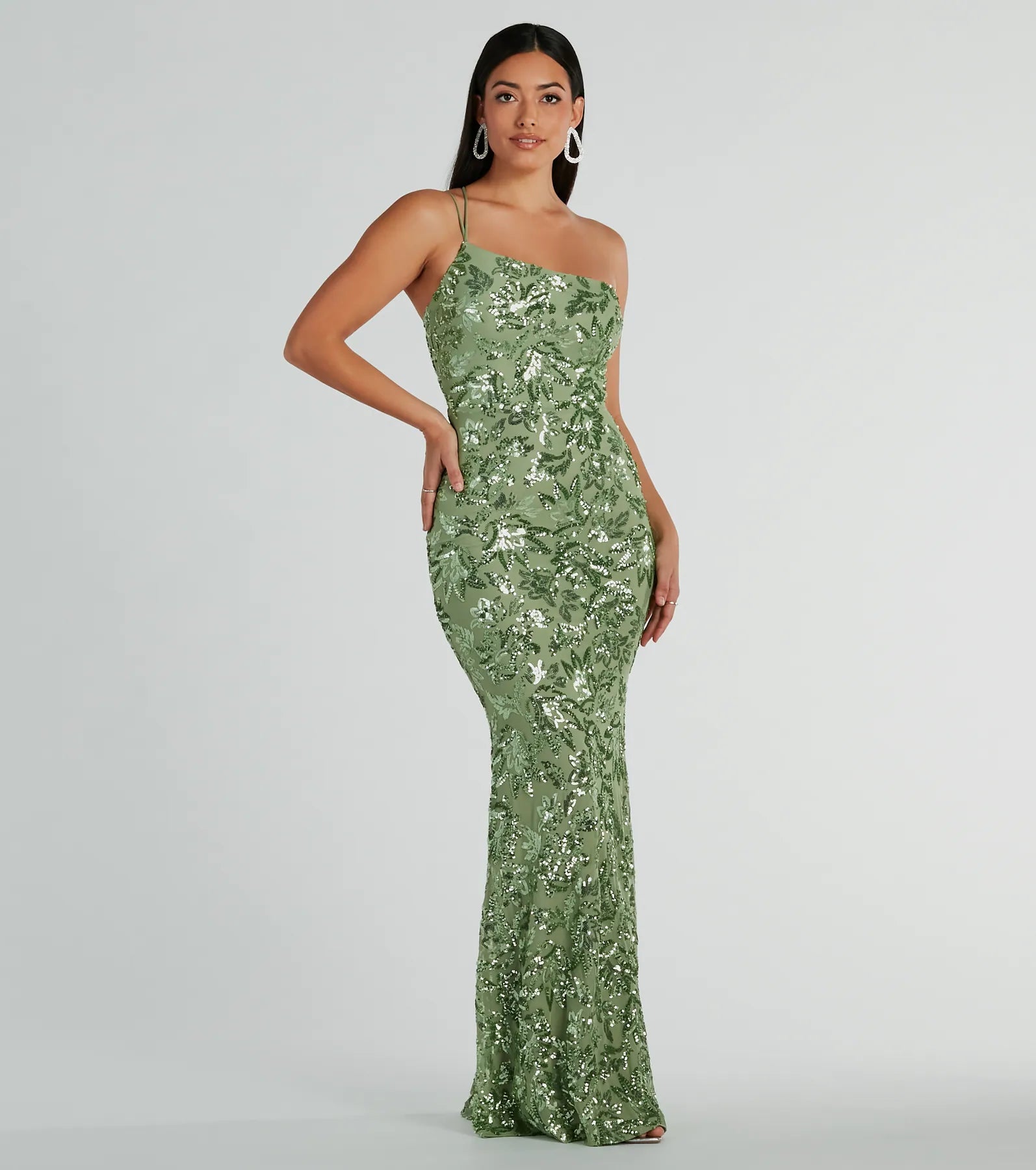 Meredith One-Shoulder Sequin Formal Dress