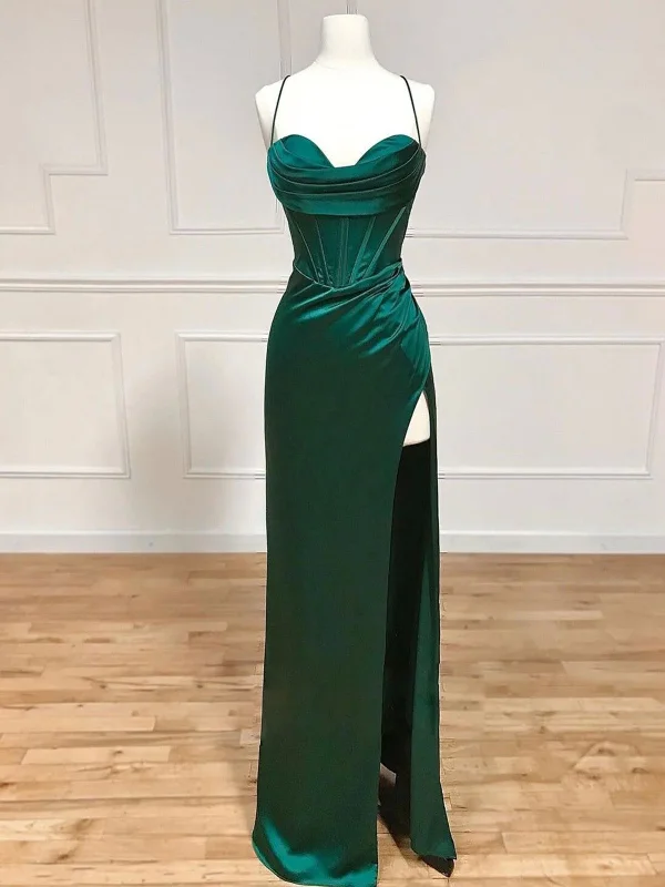 Mermaid Sweetheart Neck Green Long Prom Dress, Green Formal Evening Dress