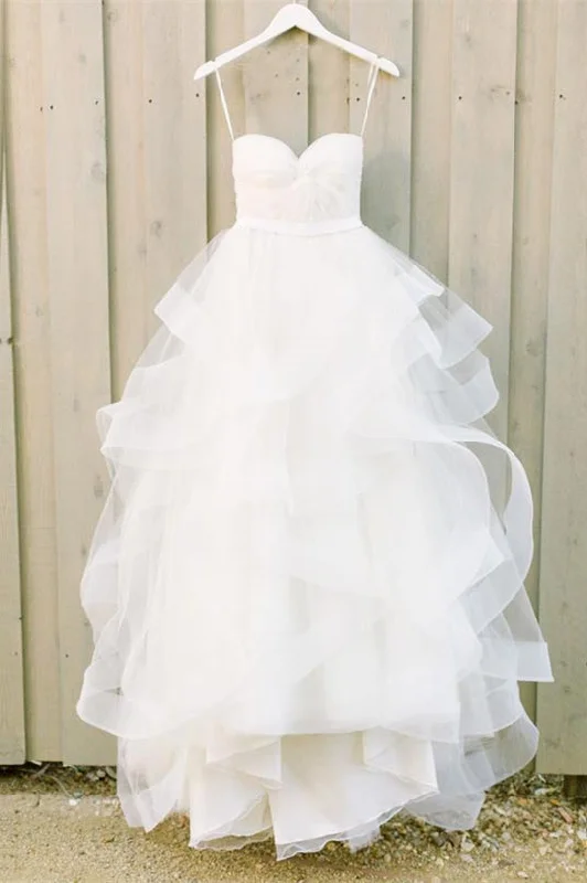 Weekend Shopping Extravaganza Modern Sweetheart Ruffles Tulle A-line Wedding Dress Bride Gowns WD-70970