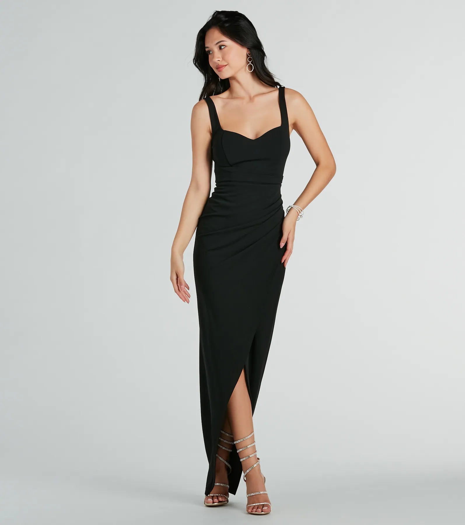 Limited-Time Discount Nanali Formal Crepe Sweetheart Wrap Long Dress