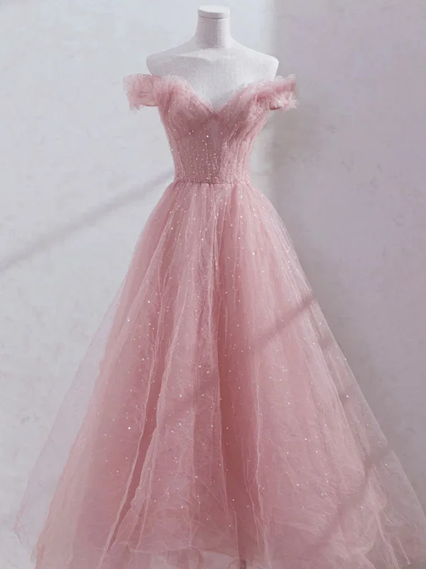 Exclusive Offer Off Shoulder Sequin Pink Tulle Long Prom Dresses, Pink Off The Shoulder Formal Evening Dresses Exclusive Offer Off Shoulder Sequin Pink Tulle Long Prom Dresses, Pink Off The Shoulder Formal Evening Dresses