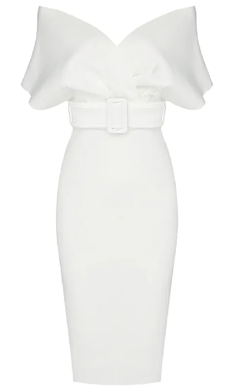 Weekend Promo Offers Perfectly Posh White Elbow Sleeve Cross Wrap V Neck Off The Shoulder Belted Bodycon Midi Dress Weekend Promo Offers Perfectly Posh White Elbow Sleeve Cross Wrap V Neck Off The Shoulder Belted Bodycon Midi Dress
